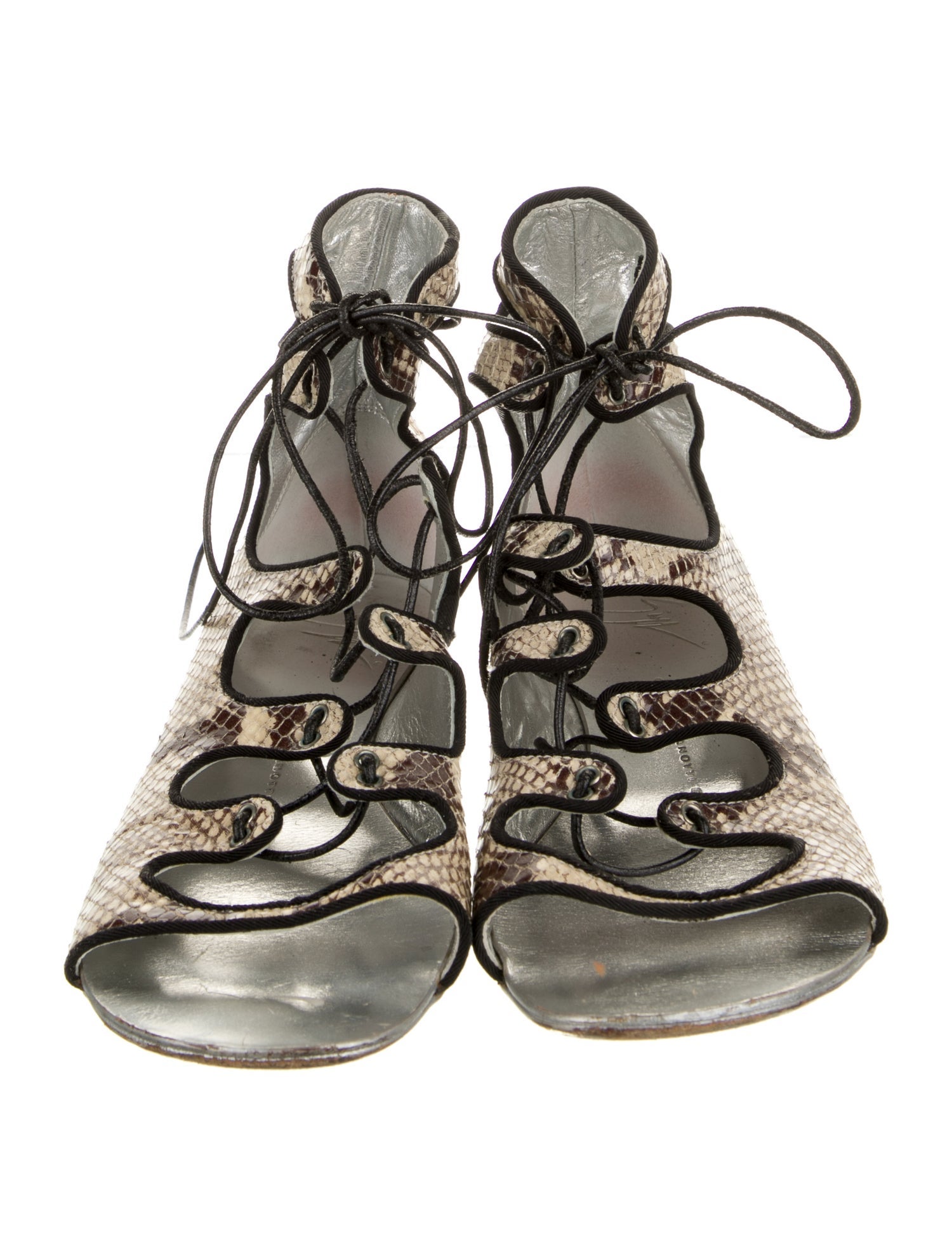 Giuseppe Zanotti Snakeskin Animal Print Lace-Up Boots